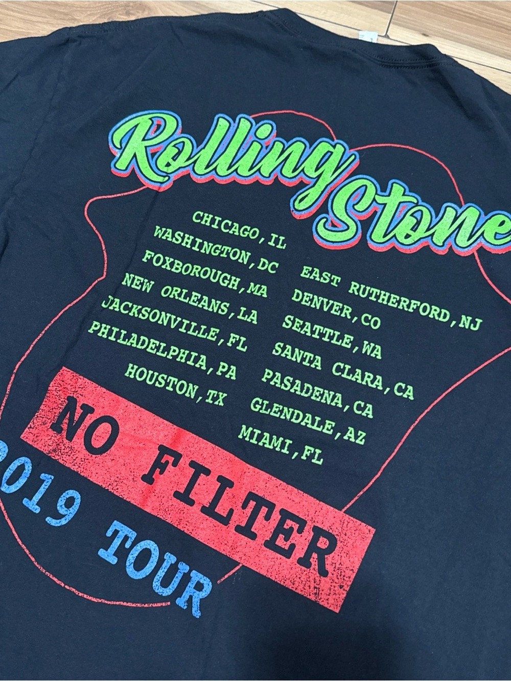 Rolling Stones Shirt Mens Size M/L Shrunk Black Short Sleeve No Filter Tour 2019